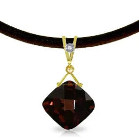 8.76 Carat 14K Solid Yellow Gold Leather Necklace Diamond Garnet