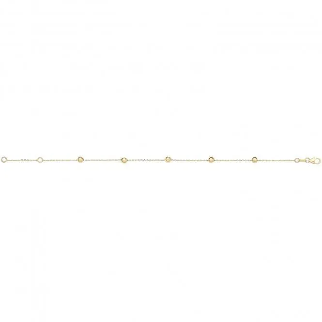 9ct Yellow Gold 7.25" Beaded Braclet NK438B