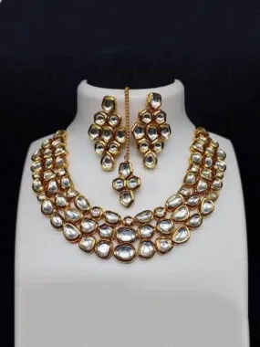 Abstract Neck Fitted Kundan Necklace Set