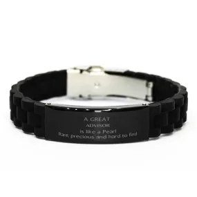 Advisor Black Glidelock Clasp Bracelet - A Pearl of Wisdom for Confidence and Inspiration on Graduation, Birthday, and Holidays