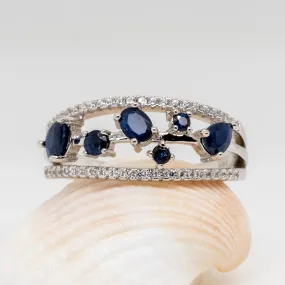 Afina Blue Sapphire Ring in Sterling Silver