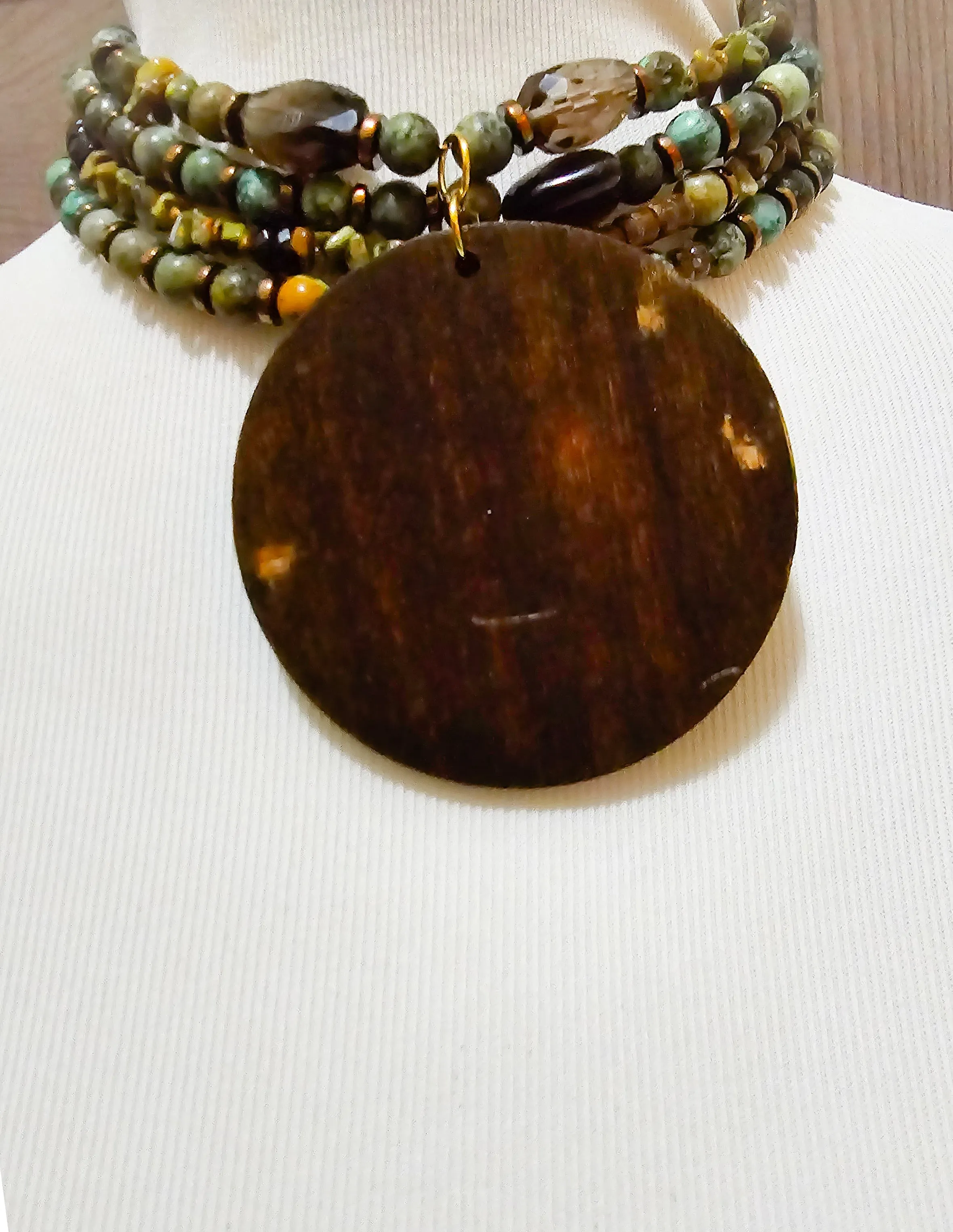 African Turquoise and Smoky Quartz Choker