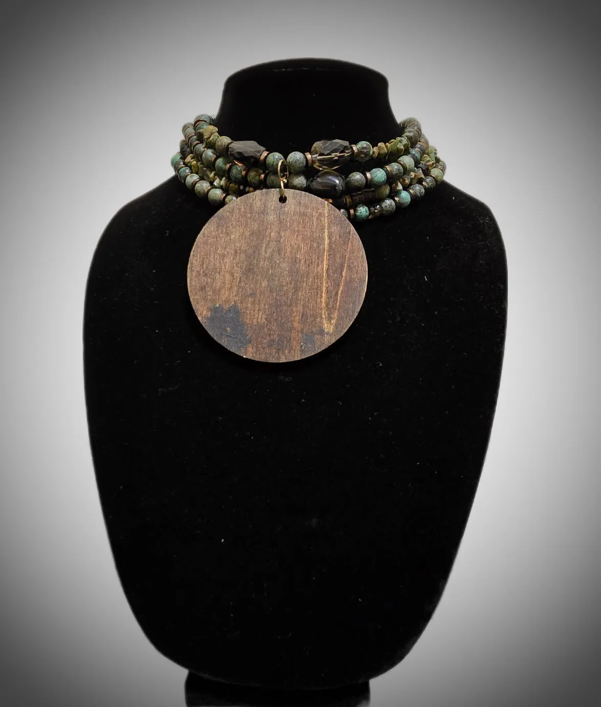 African Turquoise and Smoky Quartz Choker