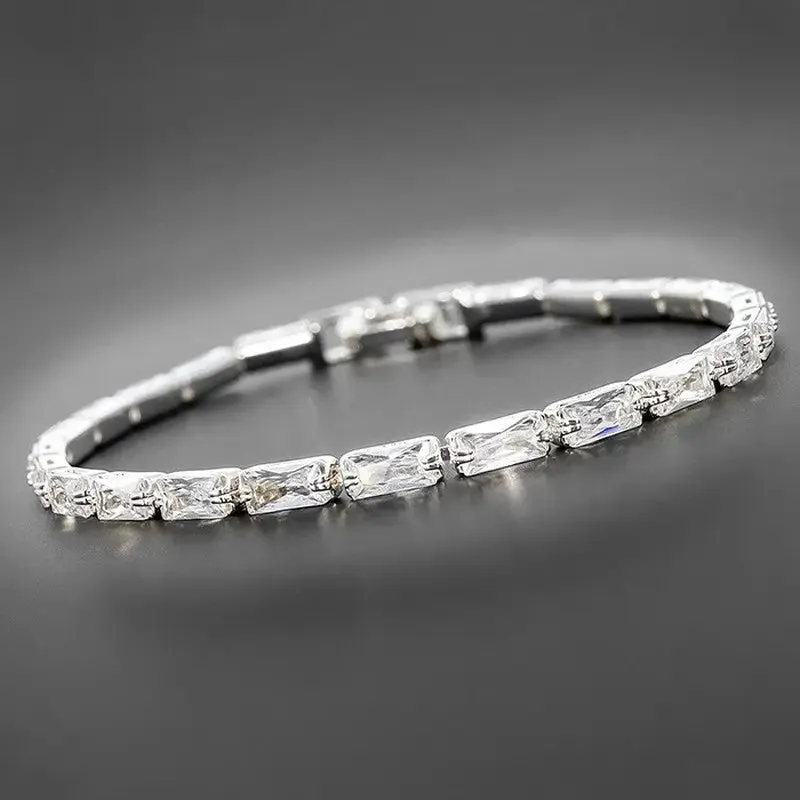 All That Bling Baguette Silver Plated Tennis Bracelet