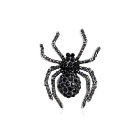 Alloy Vintage Black Diamond Spider Brooch