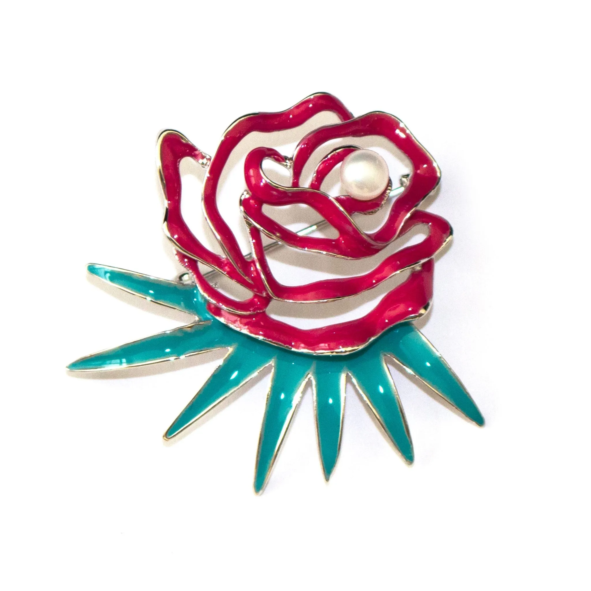 American Rose Pearl Brooch