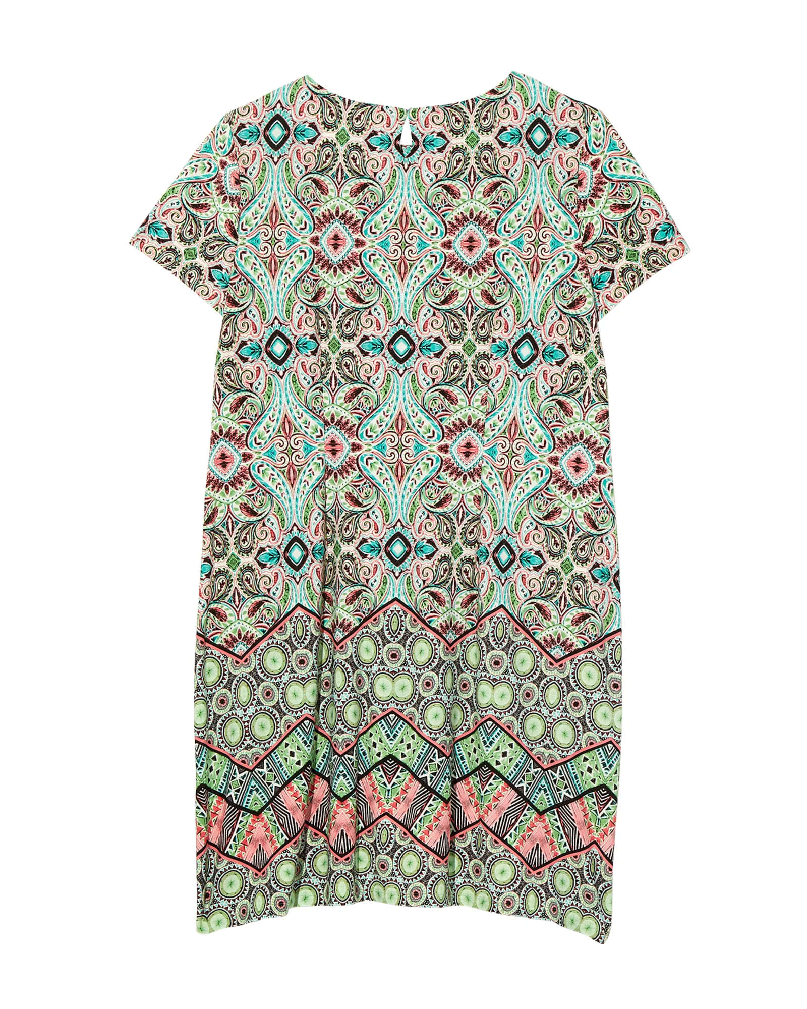 Amina Short Sleeve Shift Dress | Kelly Green / Pink