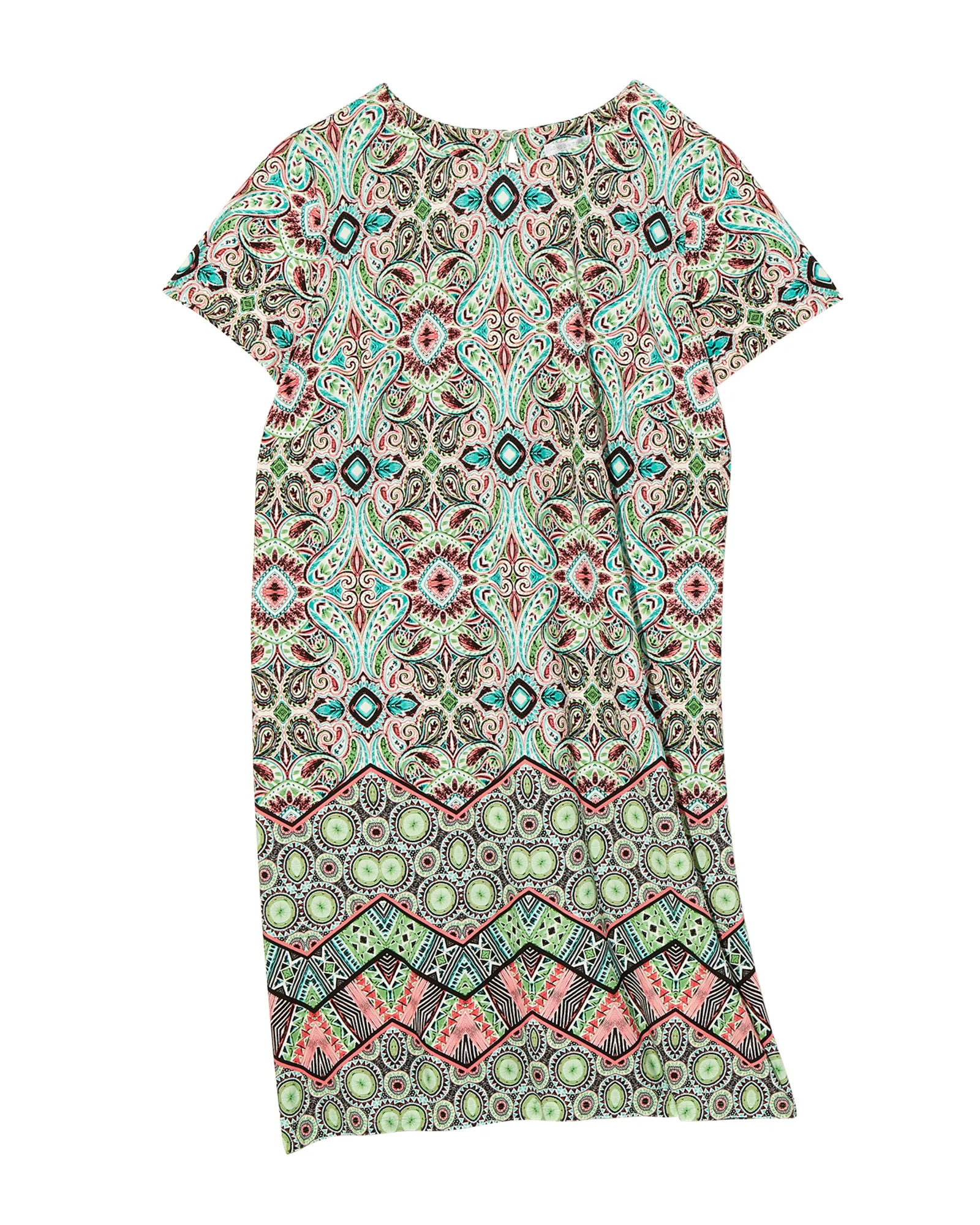 Amina Short Sleeve Shift Dress | Kelly Green / Pink