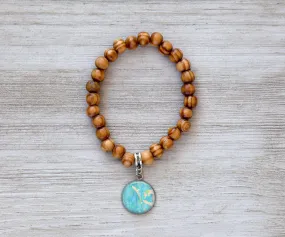 Anna Maria Island Watercolor Wooden Beaded Bracelet | Handmade Jewelry