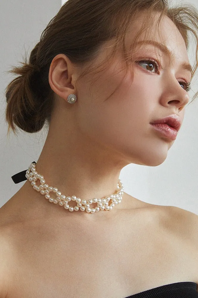 [ANNAFLAIR1986] Seasonless PEARL SILKY CHOKER NECKLACE (2colors) AN223011