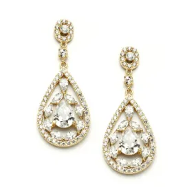 Antionetta Gold Art Nouveau Bridal Drop Earring