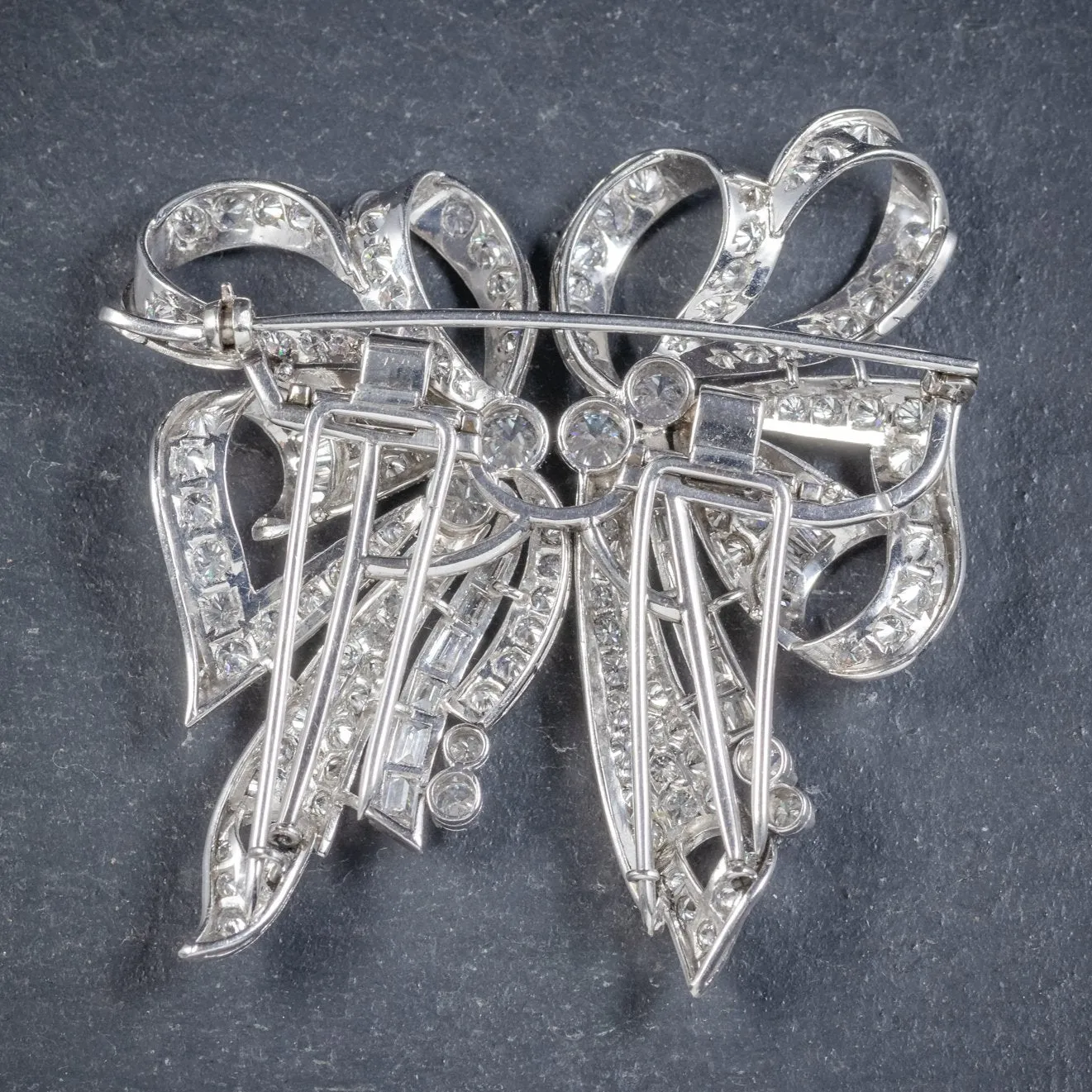 Antique French Edwardian 15Ct Diamond Double Clip Brooch Platinum Circa 1915