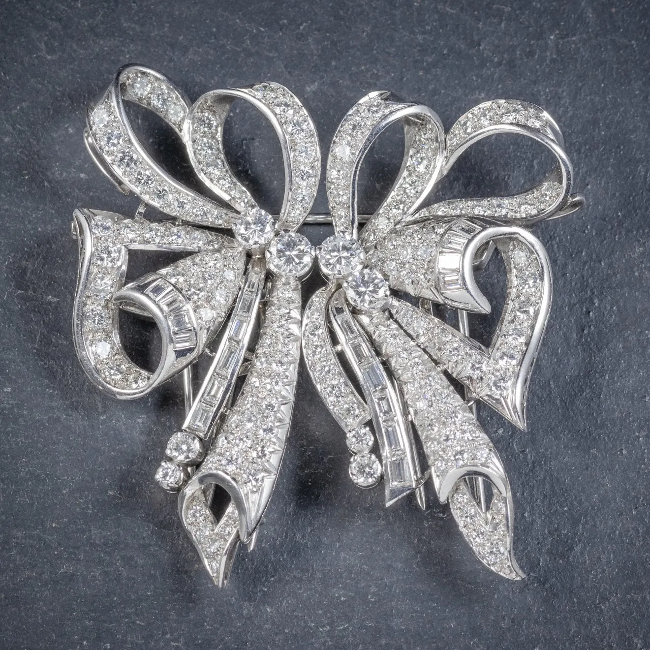 Antique French Edwardian 15Ct Diamond Double Clip Brooch Platinum Circa 1915