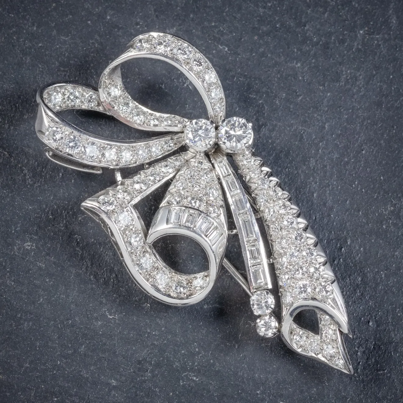 Antique French Edwardian 15Ct Diamond Double Clip Brooch Platinum Circa 1915