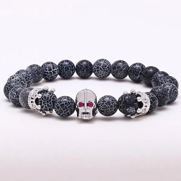 Apokalypz Spartan Warrior Blue Sodalite Beaded Bracelet