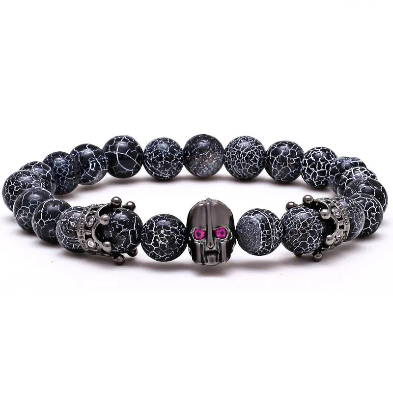 Apokalypz Spartan Warrior Blue Sodalite Beaded Bracelet