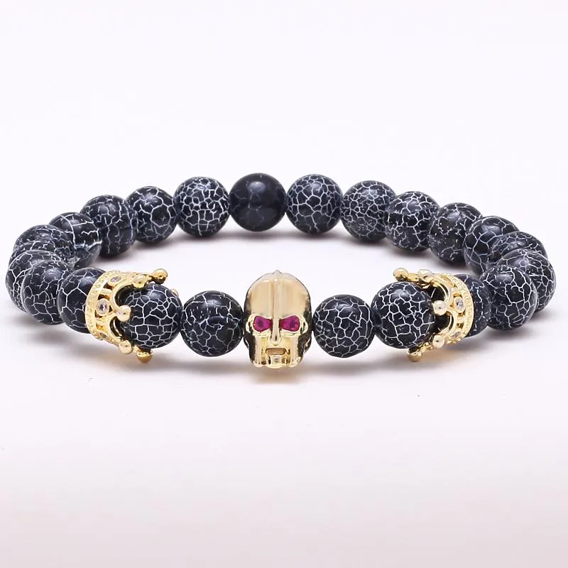 Apokalypz Spartan Warrior Blue Sodalite Beaded Bracelet