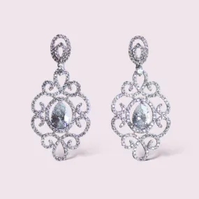 Art Nouveau Cubic Zirconia Micro-paved Chandelier Bridal Earrings