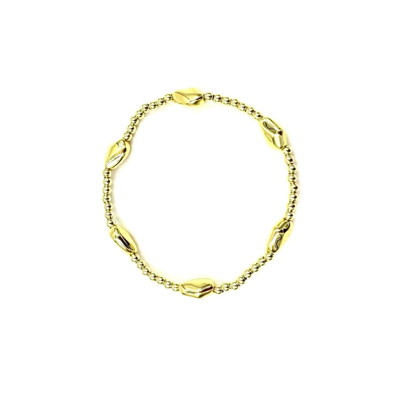 Ashley Gold Stainless Steel Gold Plated 6 Bean Design Stretch Bracelet