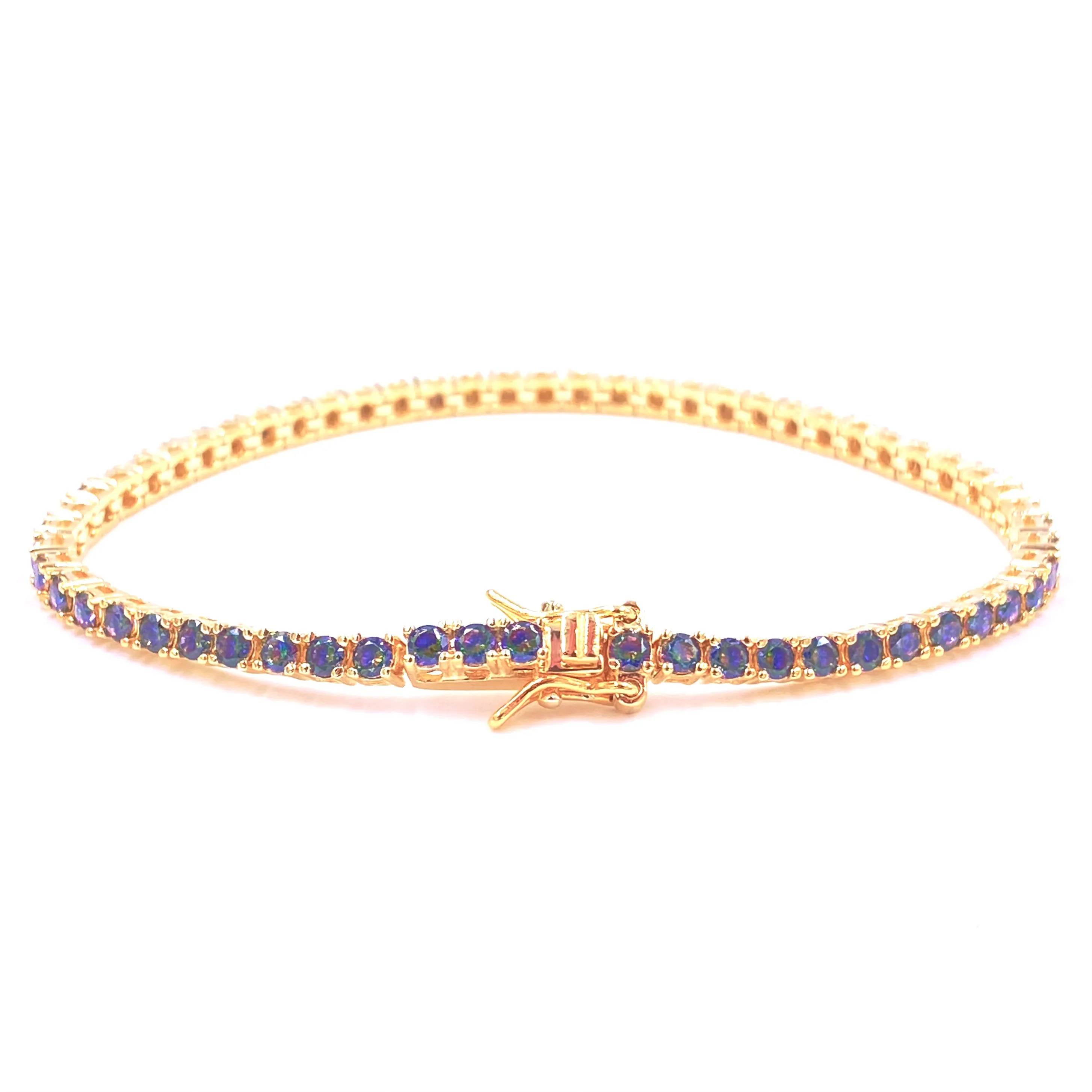 Ashley Gold Sterling Silver Gold Plated 2.50CTW Colored CZ Tennis Bracelet