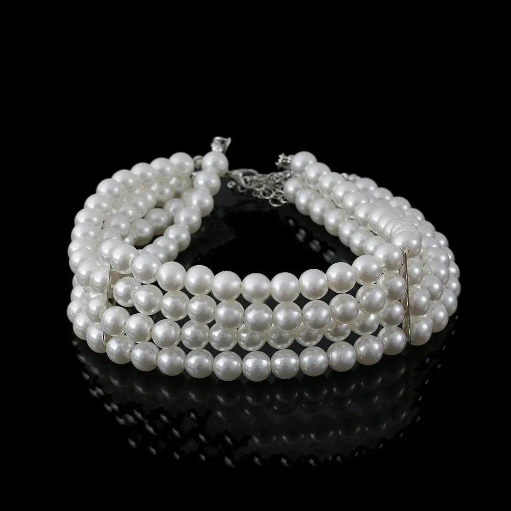 Ashore Shop Multi Layer Chain Pearl Imitation Choker Necklace