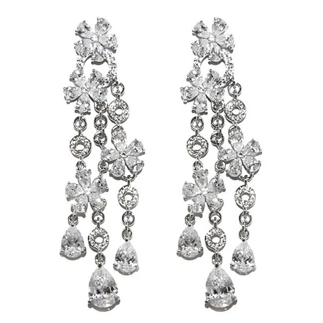 Audra Cascade Flower Chandelier Earrings | 83mm