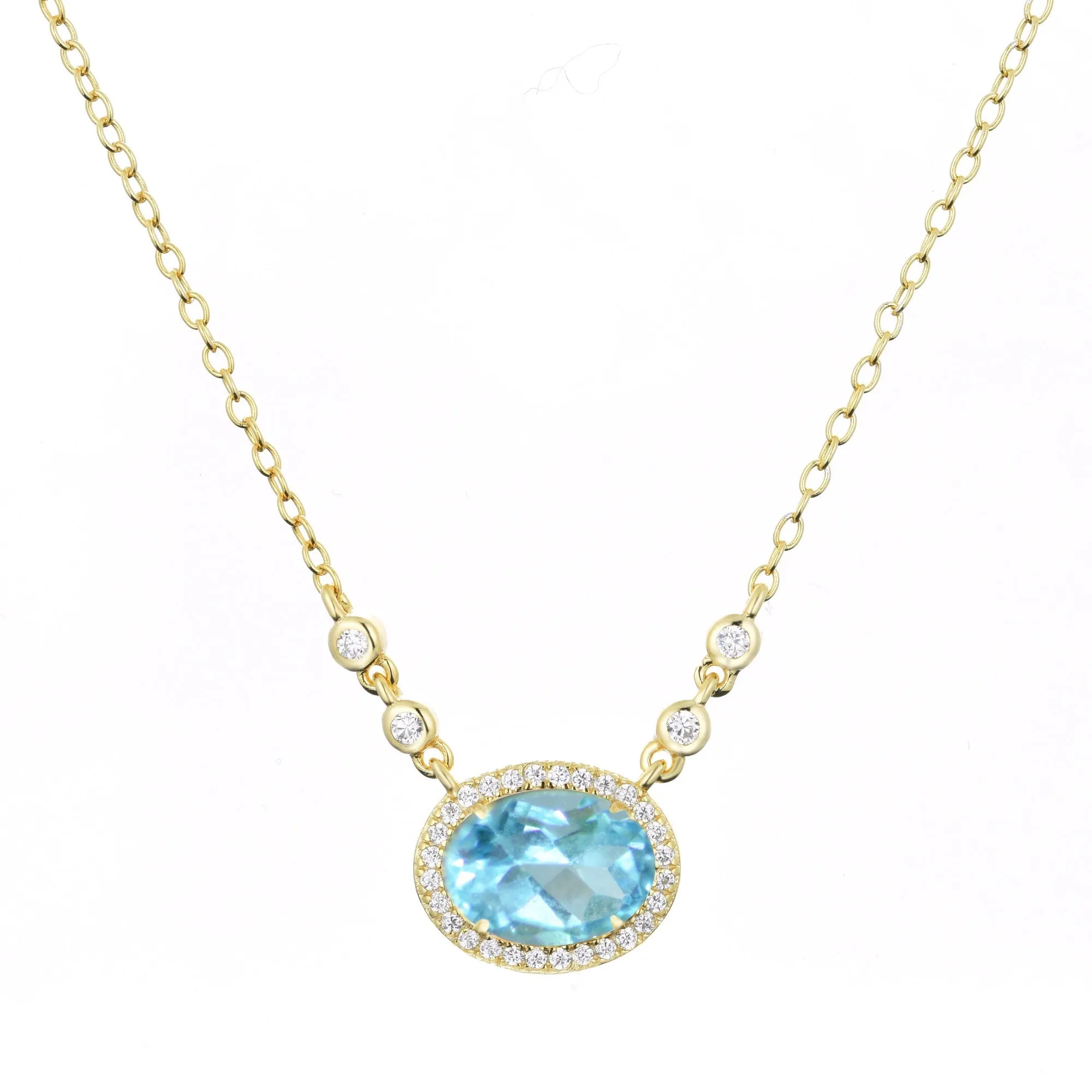 Aura Swiss Blue Topaz Gemstone Necklace