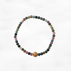 Auspicious Beaded Tourmaline Bracelet 4mm Gold