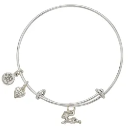 Baby Zig Zag Heart Charm Bangle Bracelet