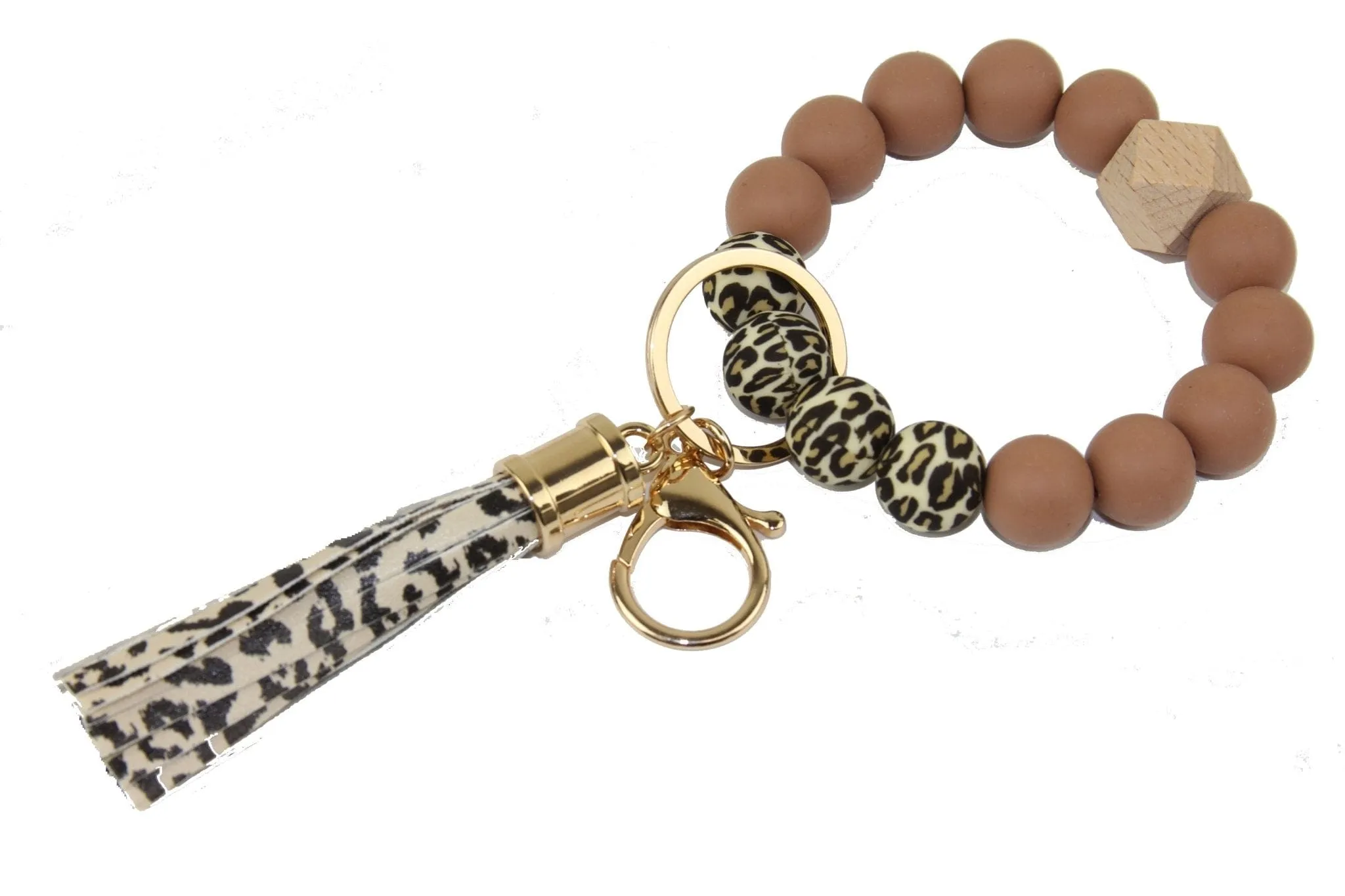 BB139X131 Animal Print Silicone Beaded Keyring/Keychain Bracelet