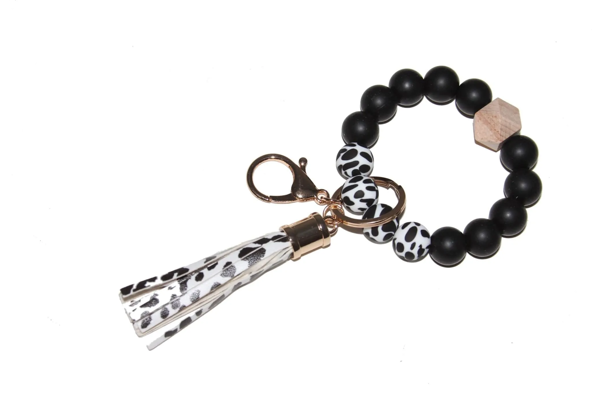 BB139X131 Animal Print Silicone Beaded Keyring/Keychain Bracelet