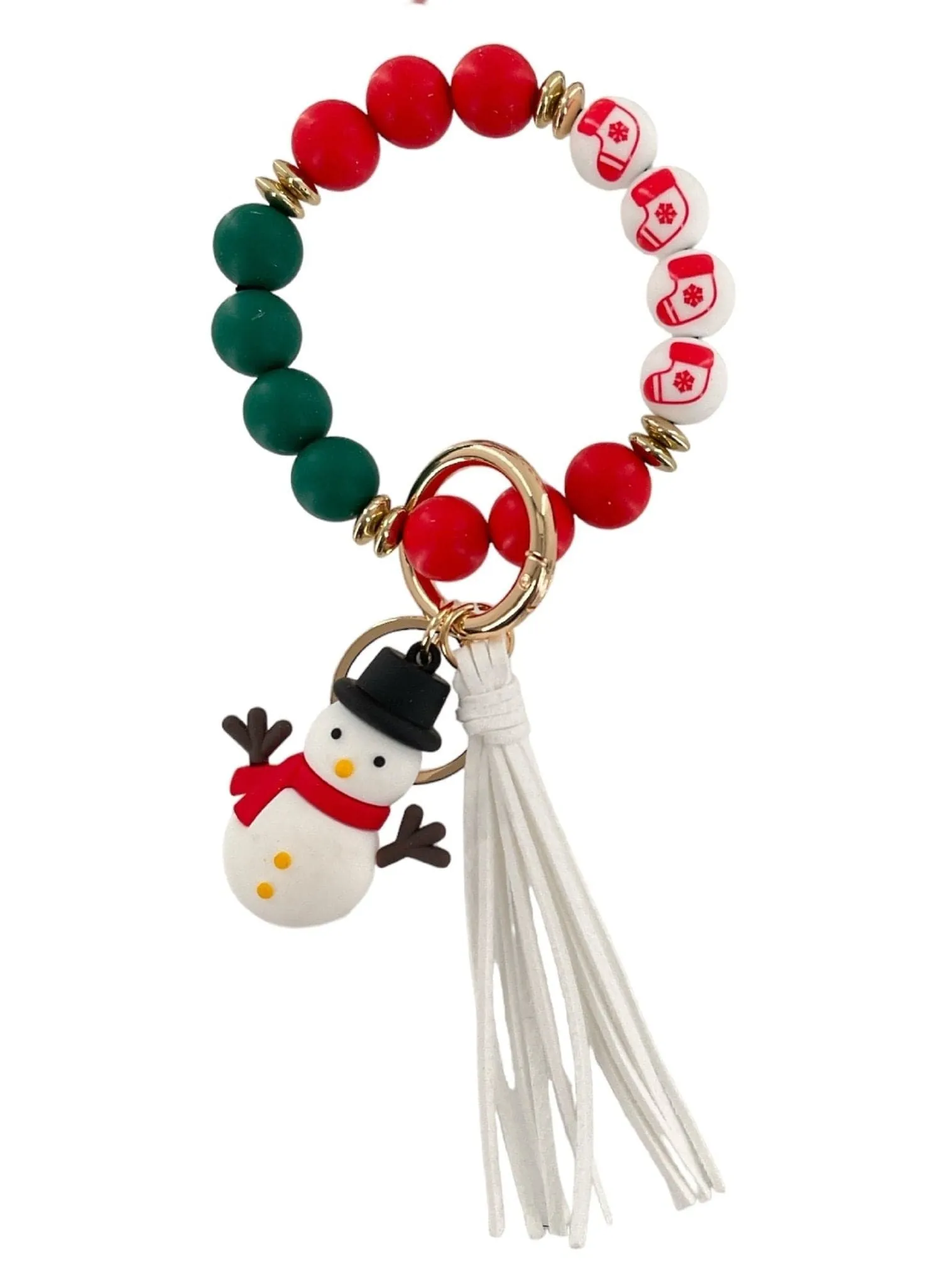 BB139X184 Silicone Beaded Christmas Keychain Bracelet