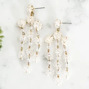 Beaded Flower Chandelier Earrings