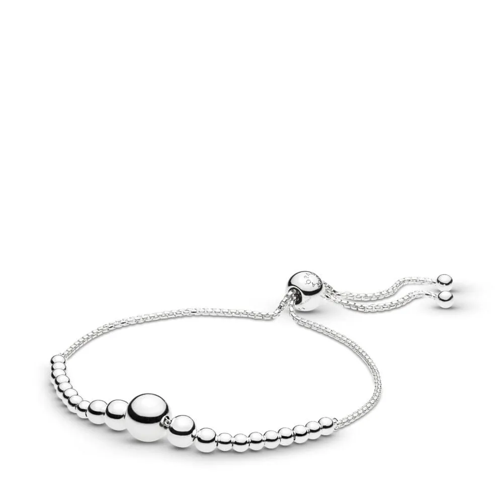 Beaded Sliding Silver Bracelet