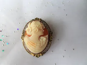 BEAUTIFUL Antique Cameo Brooch,Hand Carved Shell Cameo,Ornate Gilt Silver Setting,Pin or Pendant,Collectible Antique Cameos,Vintage Jewelry