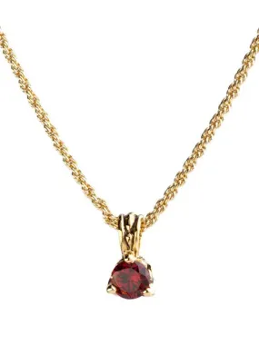 Beijos Collection - Garnet Gold Prong Set Pendant Necklace