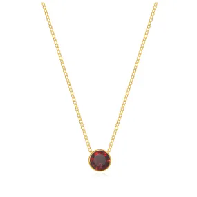 Birthstone Solitaire Necklace-January Garnet