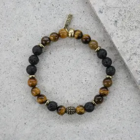 Black Bandit Bracelet in Tiger's Eye and Lava Stone