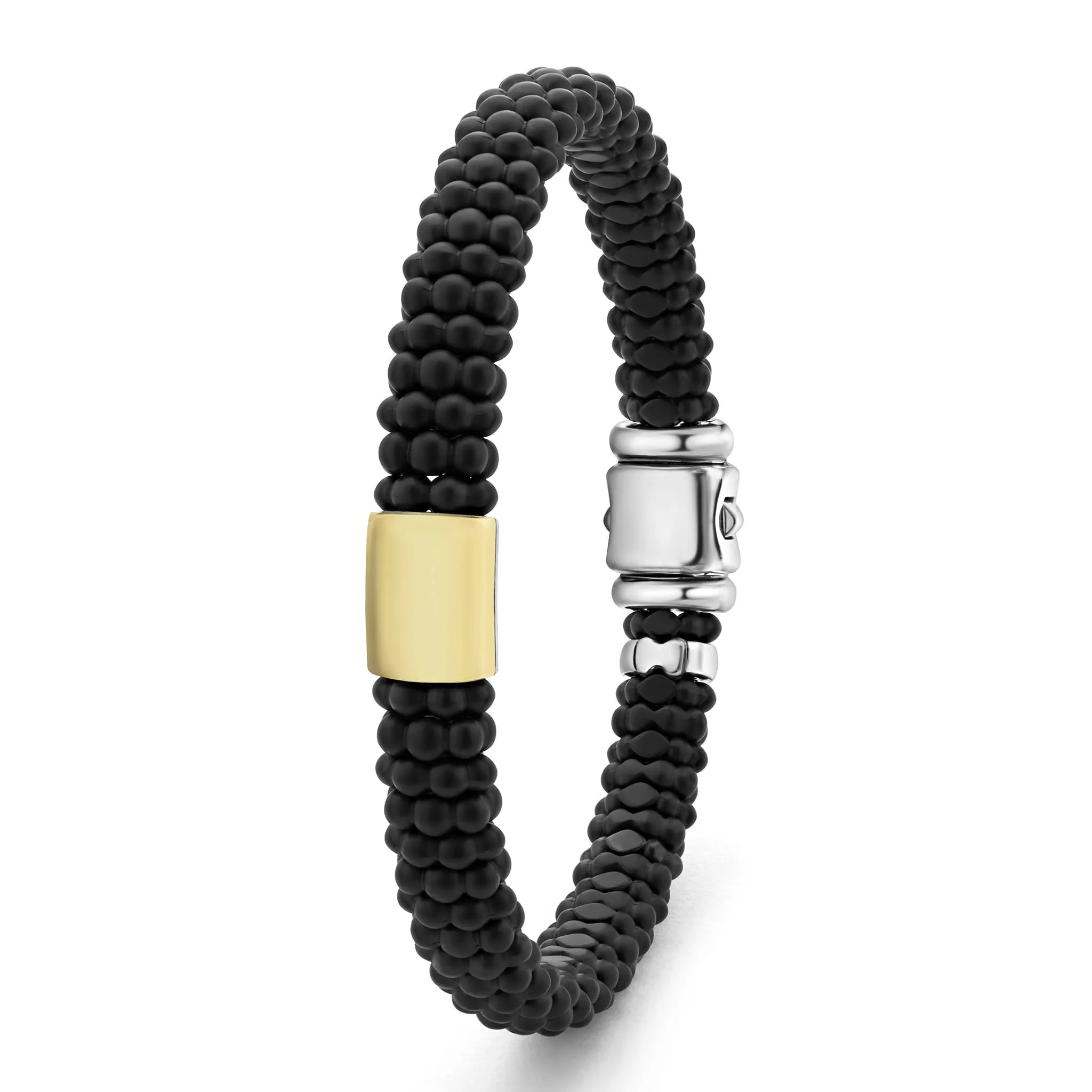 Black Caviar 18K Gold Matte Ceramic Beaded Bracelet | 9mm