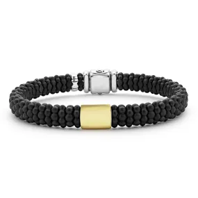 Black Caviar 18K Gold Matte Ceramic Beaded Bracelet | 9mm