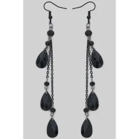 Black Faceted Jewel Dangle Earrings