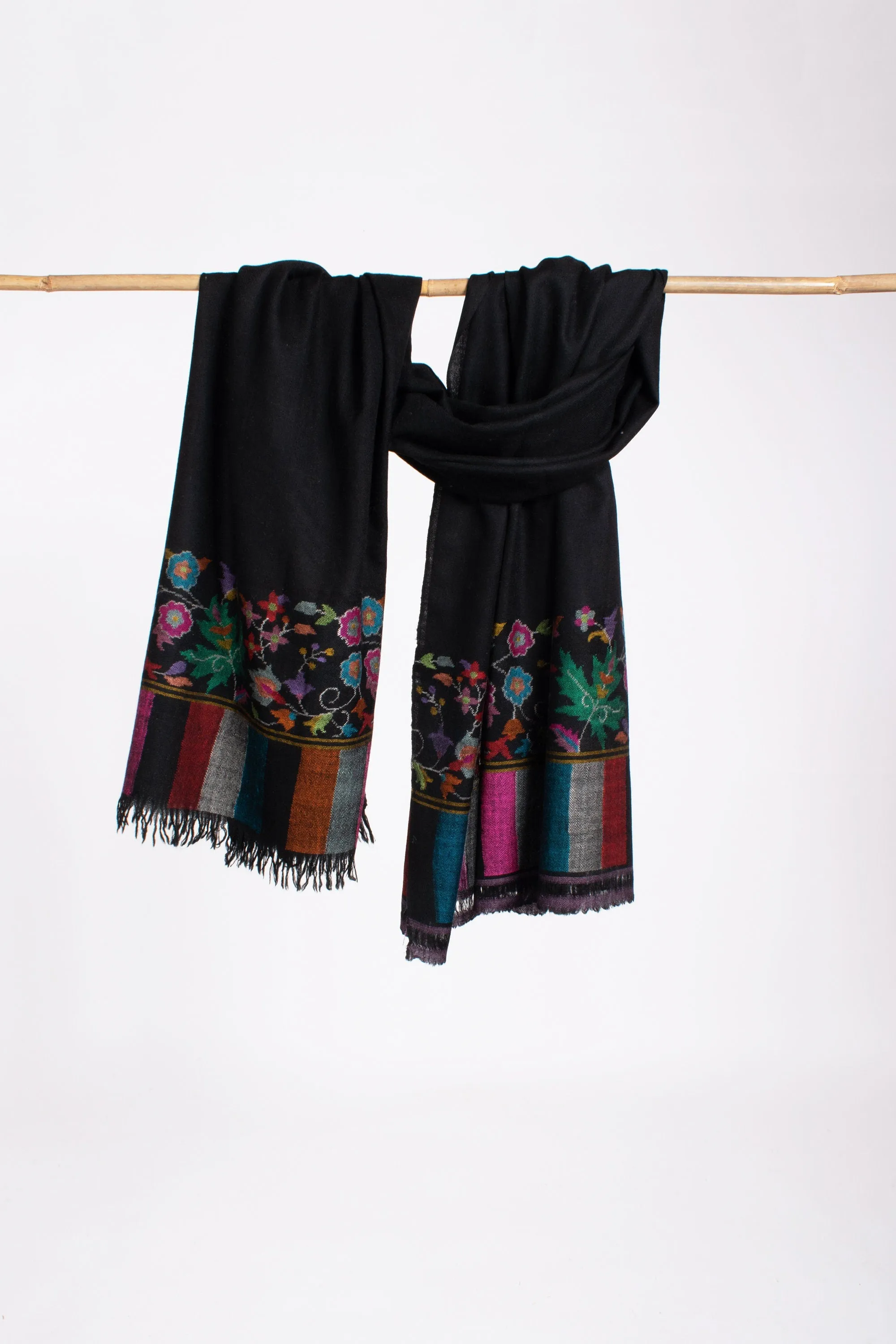 Black Kashmiri Shawls, Kani Weave Cashmere Wraps, Specially Made Scarves, Gorgeous Wraps, Wedding Gifts, 40x80" - HAVASU