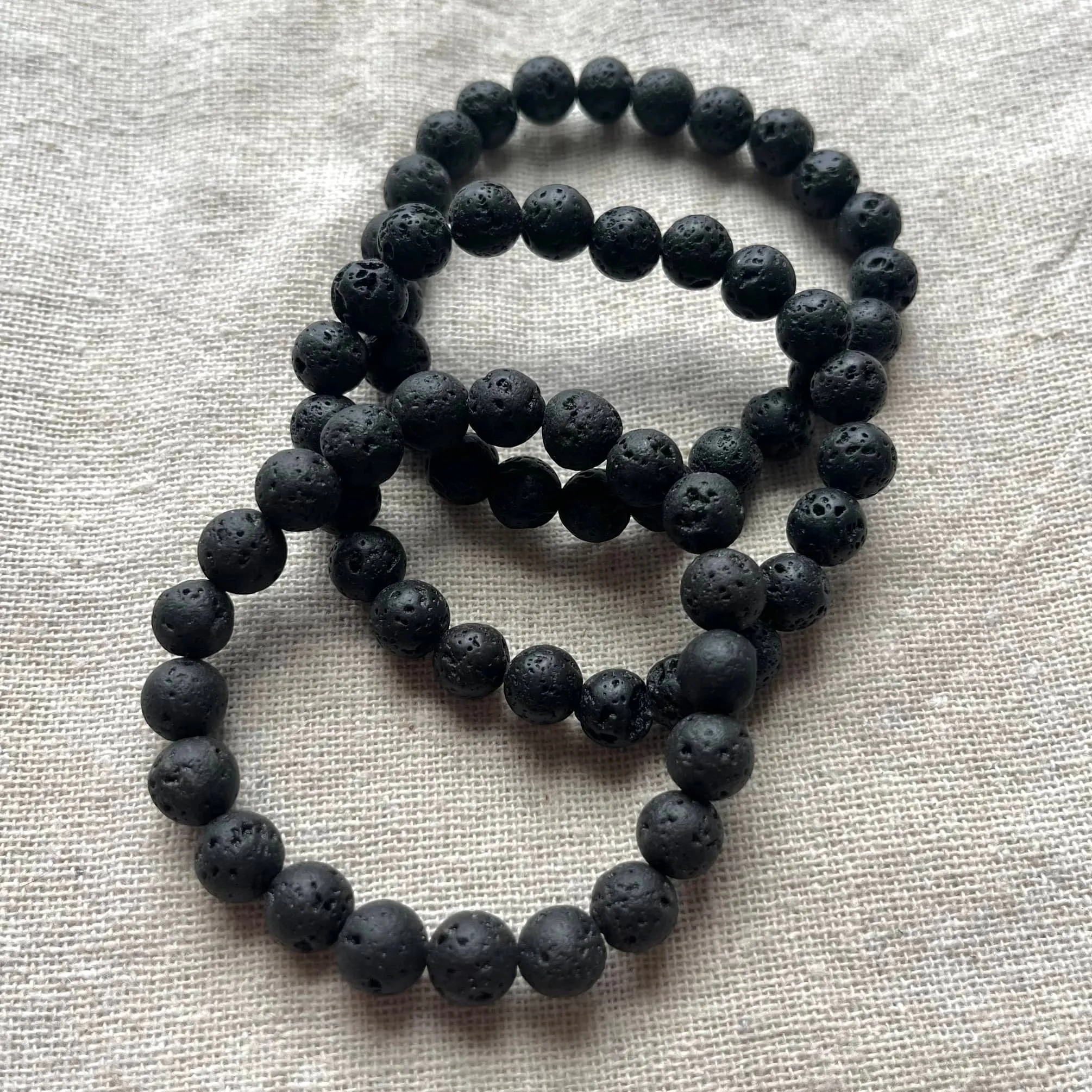 Black Lava Stone 8mm Beaded Bracelet - Strength