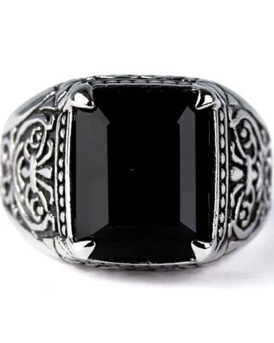 BLACK ORNAMENT STEEL RING