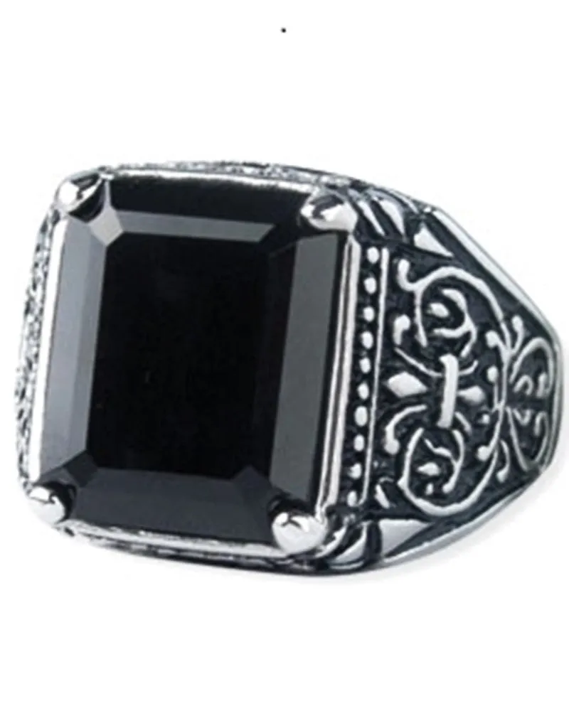 BLACK ORNAMENT STEEL RING