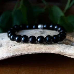 Black Tourmaline Beaded Stretch Bracelet