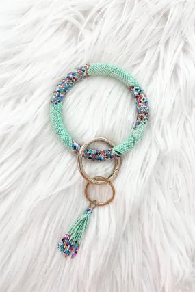 Blossom Beaded Key Chain Bracelet - Mint