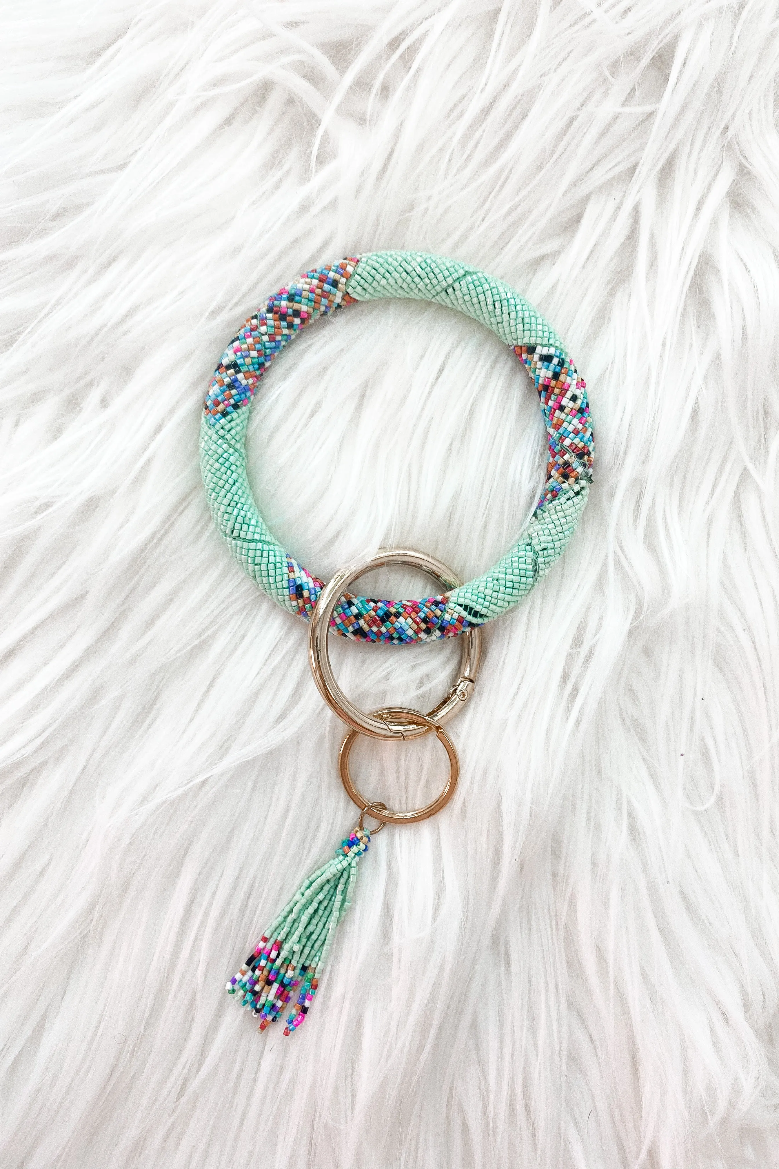 Blossom Beaded Key Chain Bracelet - Mint