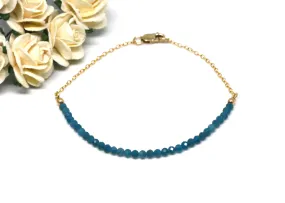 Blue Apatite Gemstone Half Bar Bracelet