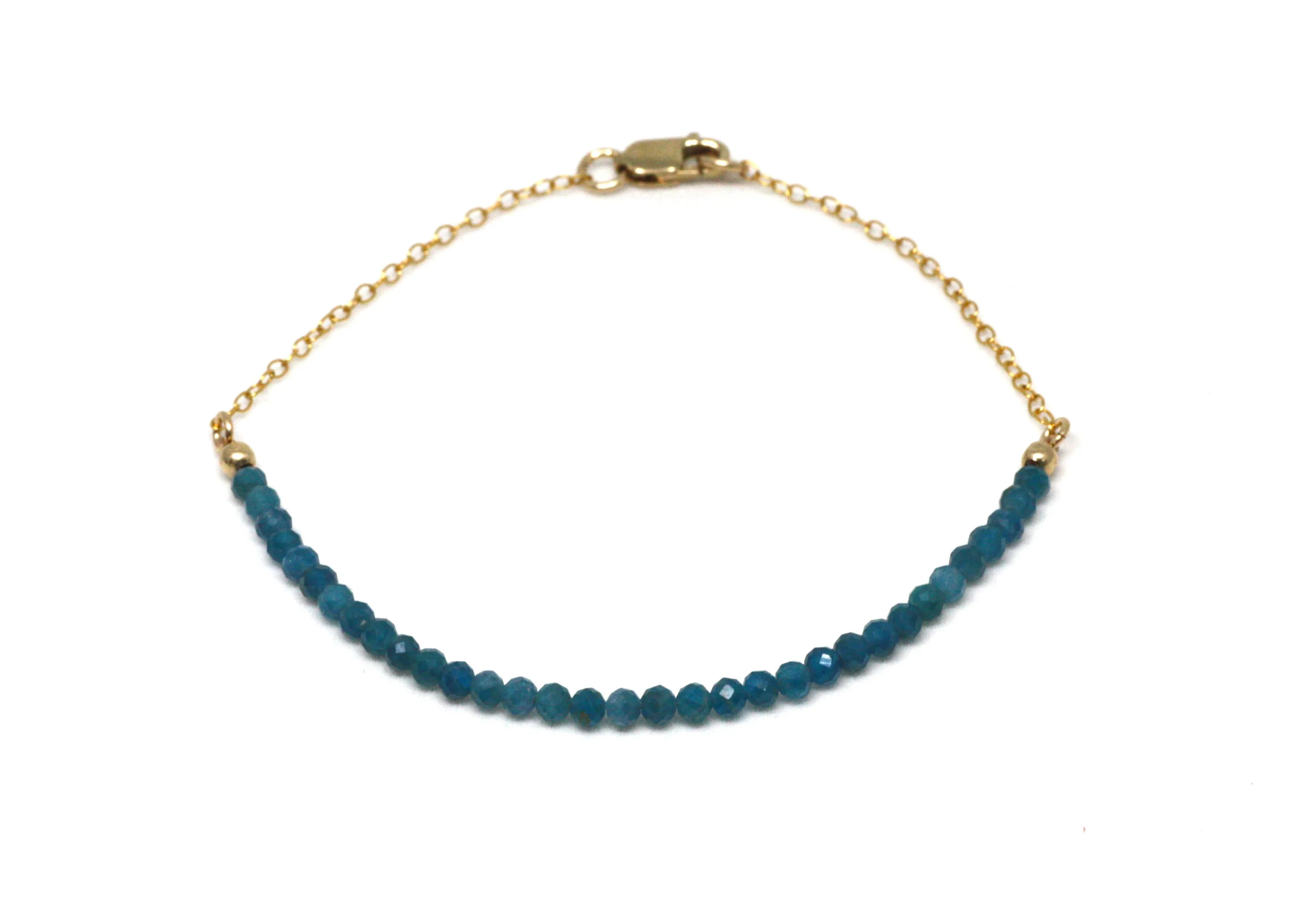 Blue Apatite Gemstone Half Bar Bracelet